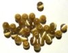 30 6mm Round Gold Fiber Optic Cats Eye Beads